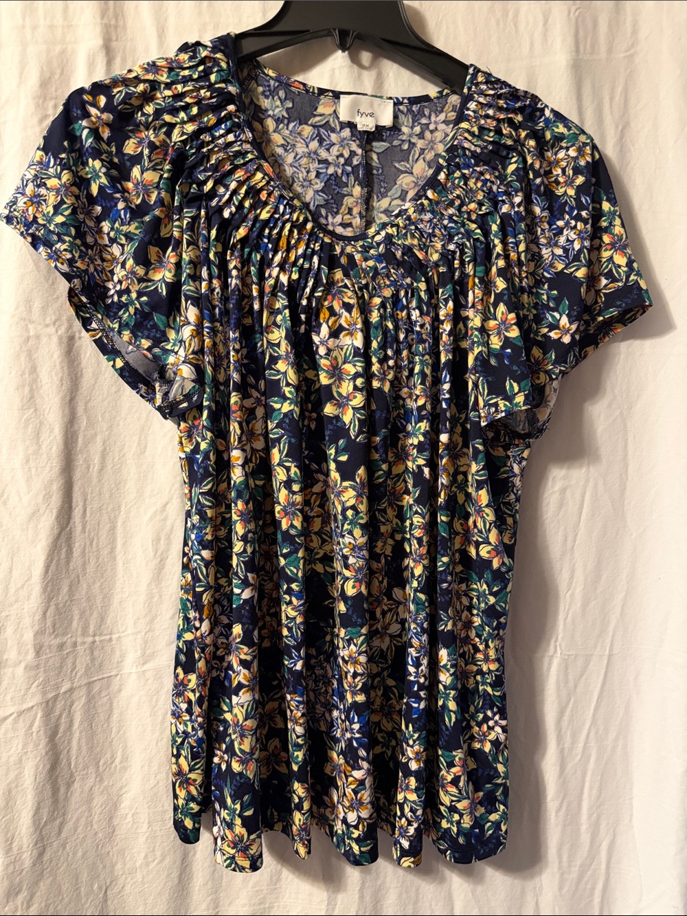 Women’s Navy Floral Short Sleeve Blouse by Lush